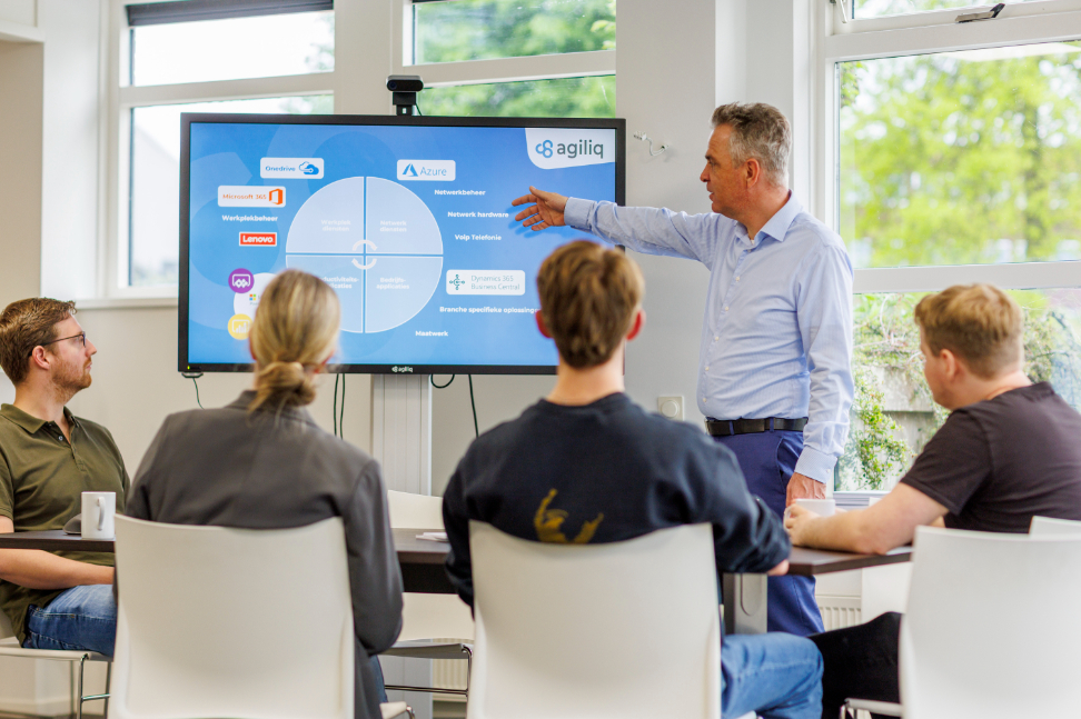 Bij Agiliq op kantoor, uitleg van alle diensten en oplossingen.